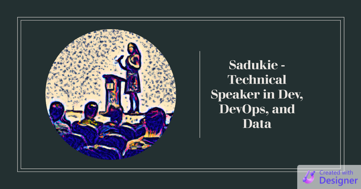 Speaking at a tech conference in pointillism - generated by Microsoft Designer. Sadukie - Technical Speaker in Dev, DevOps, and Data